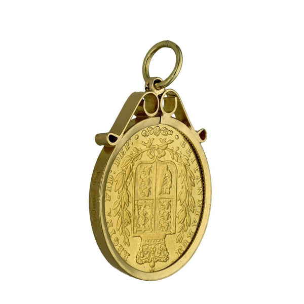 1843 Yellow Gold Full Sovereign Coin Pendant - Queen Victoria