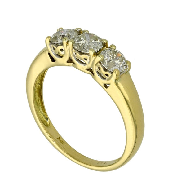 Ladies 18ct Yellow Gold Diamond Trilogy Ring - 1.00ct - Size N