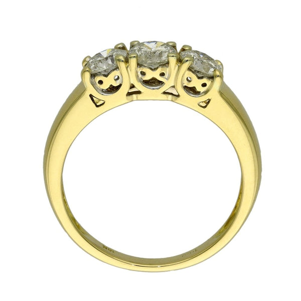 Ladies 18ct Yellow Gold Diamond Trilogy Ring - 1.00ct - Size N