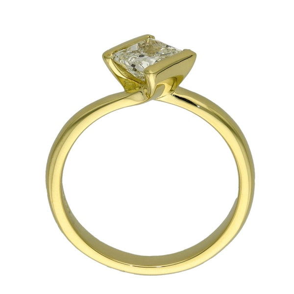 Ladies 18ct Yellow Gold Princess Cut Diamond Ring - Size O