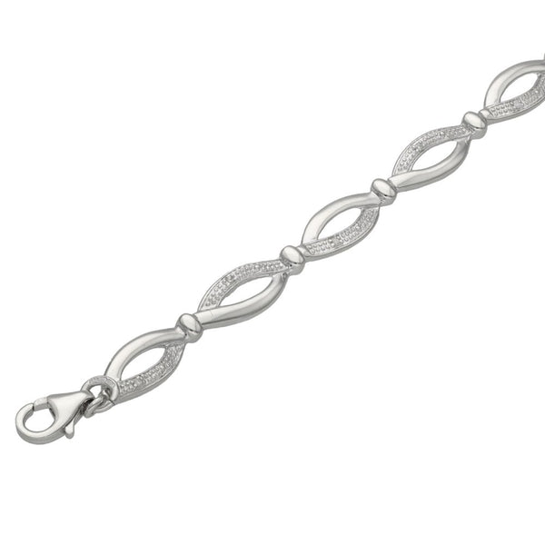 Ladies 9ct White Gold Oval Loop Bracelet - 3.6g - 7.5"