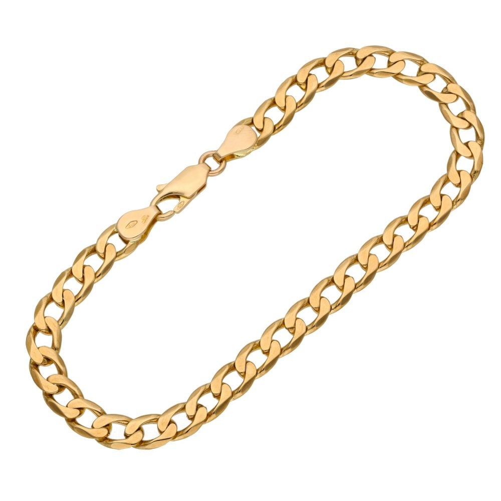 Ladies 9ct Yellow Gold Curb Bracelet - 7.5" - 8.3g