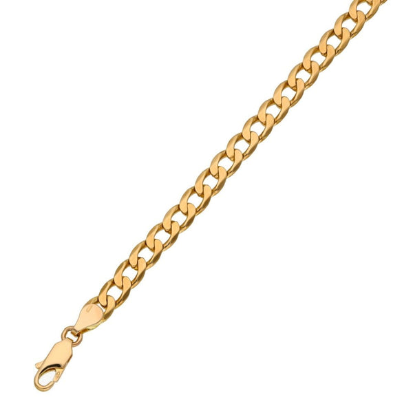 Ladies 9ct Yellow Gold Curb Bracelet - 7.5" - 8.3g