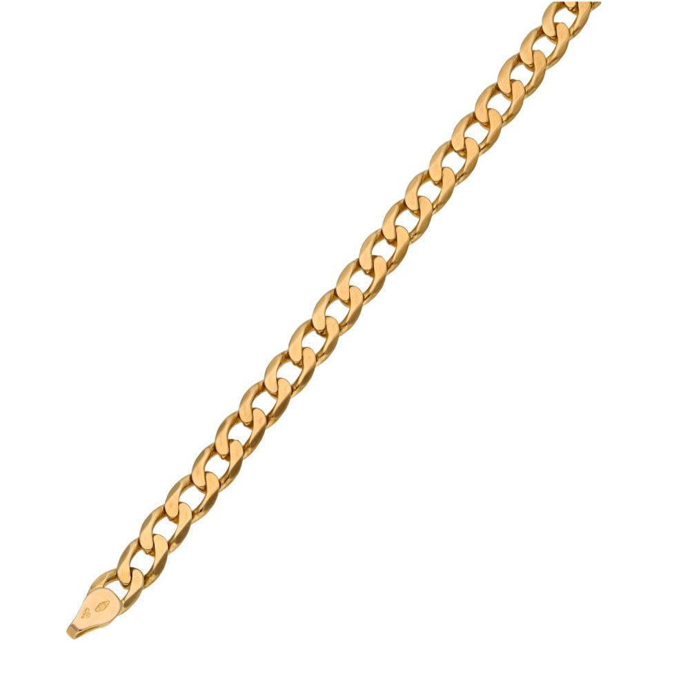 Ladies 9ct Yellow Gold Curb Bracelet - 7.5" - 8.3g