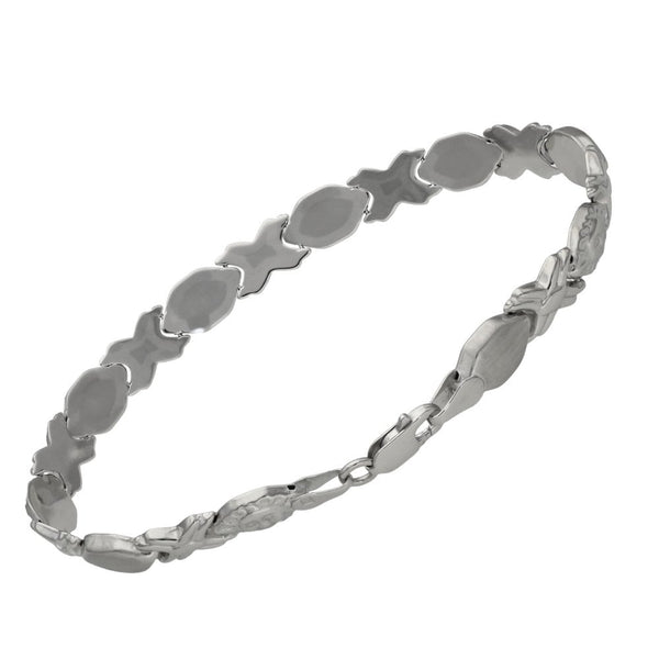 Ladies 9ct White Gold Fancy Link Bracelet - 5.2g