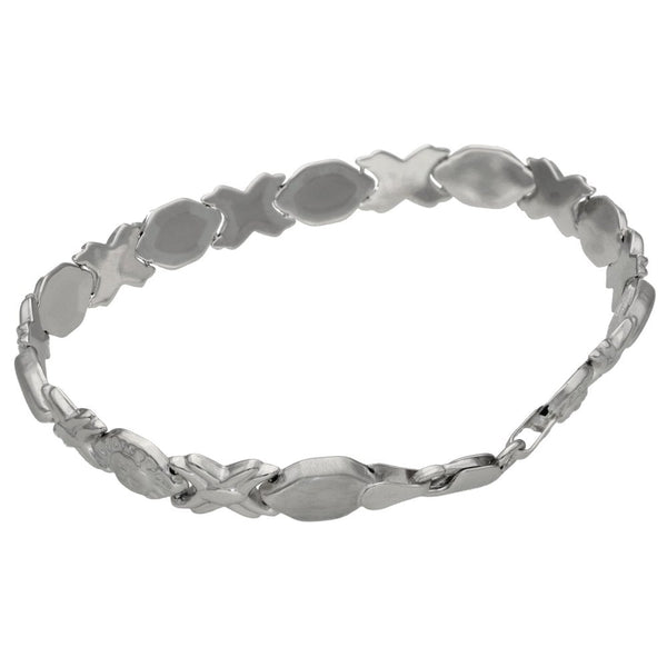 Ladies 9ct White Gold Fancy Link Bracelet - 5.2g