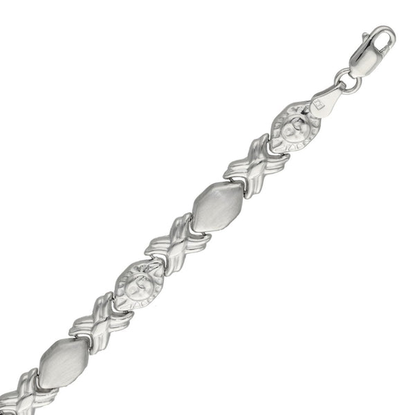 Ladies 9ct White Gold Fancy Link Bracelet - 5.2g