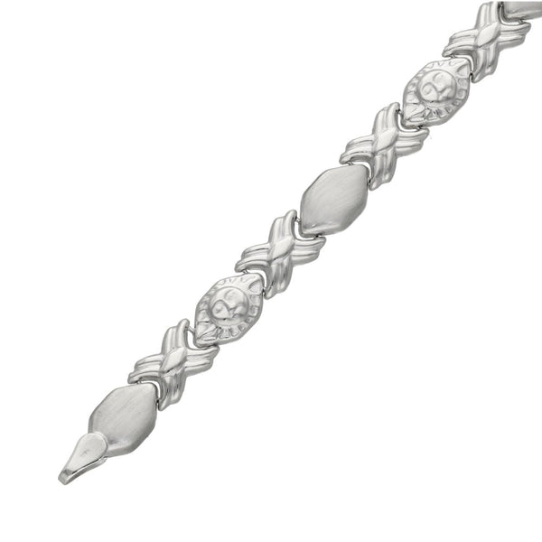 Ladies 9ct White Gold Fancy Link Bracelet - 5.2g