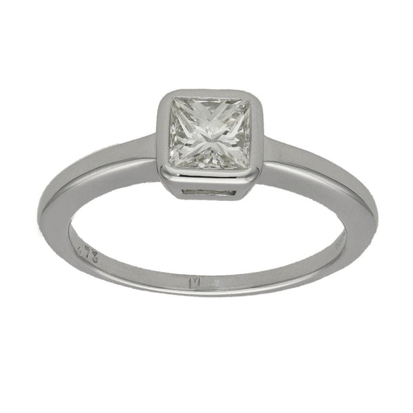 Ladies 18ct White Gold Princess Cut Diamond Solitaire Ring