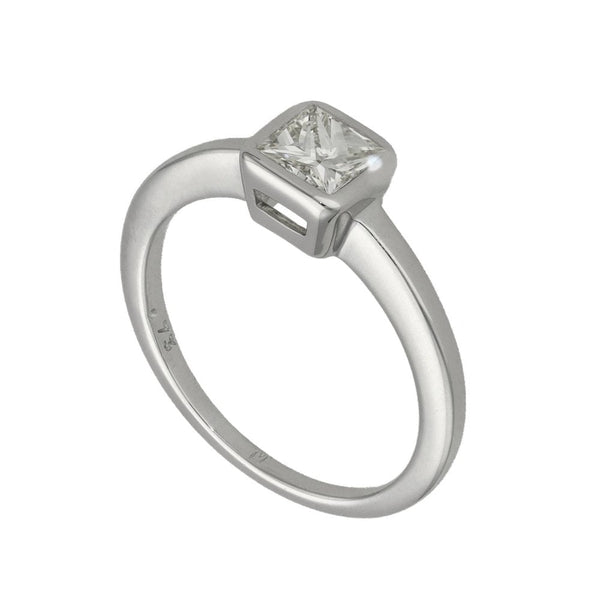 Ladies 18ct White Gold Princess Cut Diamond Solitaire Ring