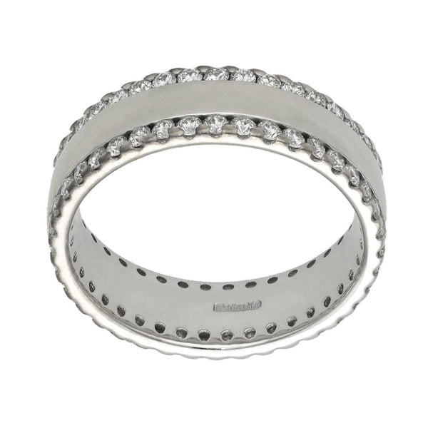 Ladies 9ct White Gold Diamond Set Wedding Ring - Size M