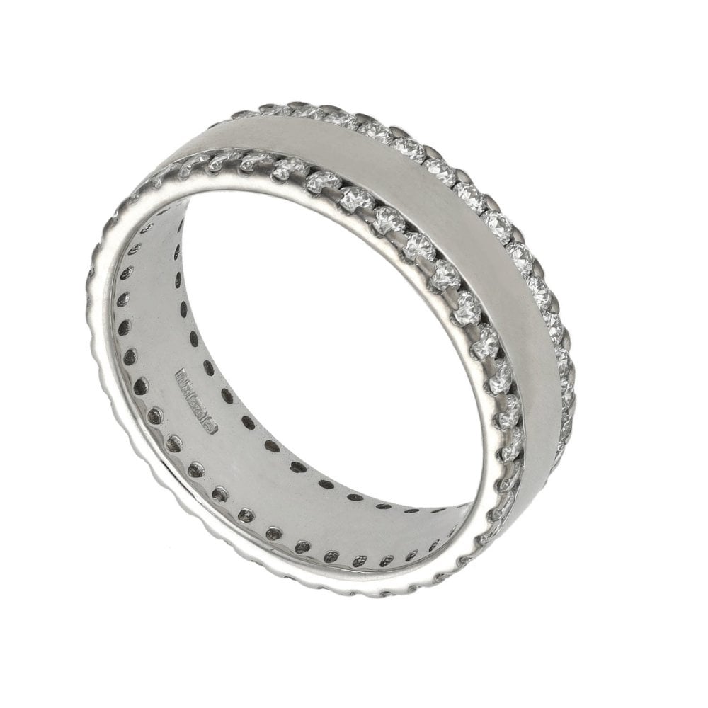 Ladies 9ct White Gold Diamond Set Wedding Ring - Size M