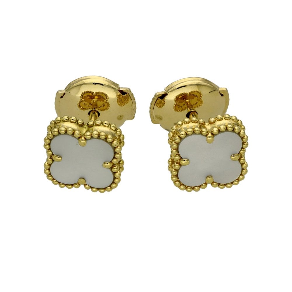 Ladies 18ct Yellow Gold Van Cleef & Arpels Pearl Stud Earrings