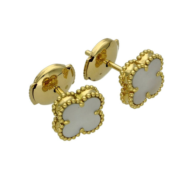 Ladies 18ct Yellow Gold Van Cleef & Arpels Pearl Stud Earrings