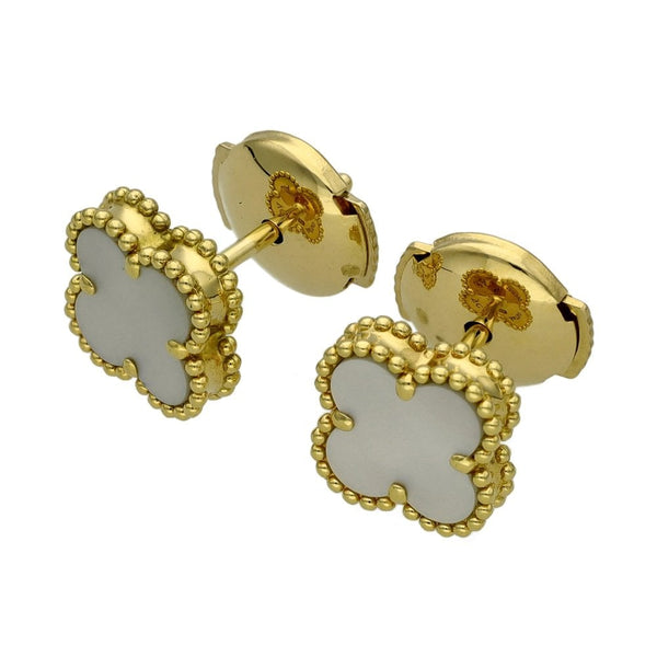 Ladies 18ct Yellow Gold Van Cleef & Arpels Pearl Stud Earrings