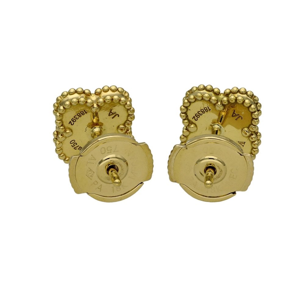 Ladies 18ct Yellow Gold Van Cleef & Arpels Pearl Stud Earrings