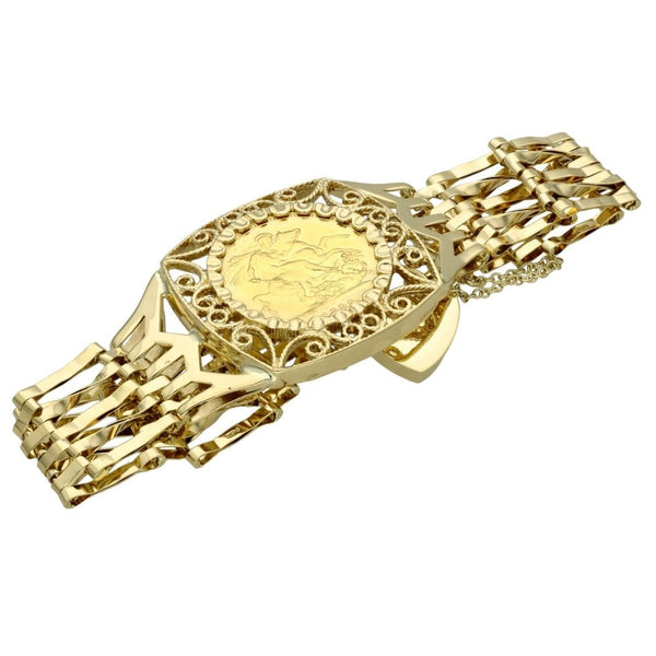 Yellow Gold Full Sovereign Coin Gate Bracelet - 1899 - 27.2g