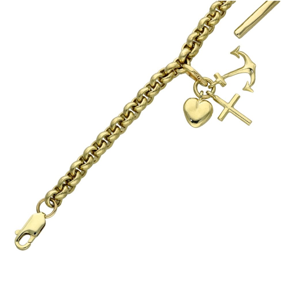Ladies 9ct Yellow Gold Charm Bracelet - 24.9g