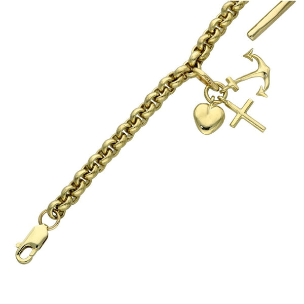 Ladies 9ct Yellow Gold Charm Bracelet - 24.9g