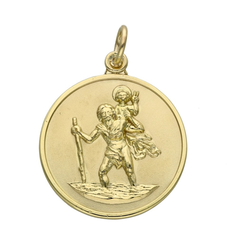 9ct Yellow Gold Round St. Christopher Pendant - 7.3g