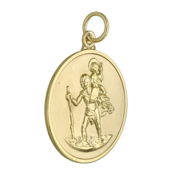 9ct Yellow Gold Round St. Christopher Pendant - 7.3g
