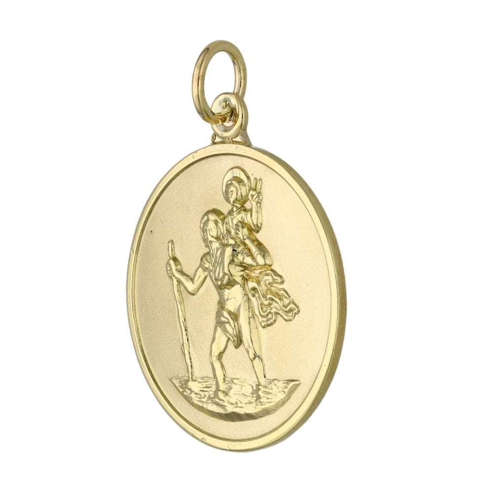 9ct Yellow Gold Round St. Christopher Pendant - 7.3g