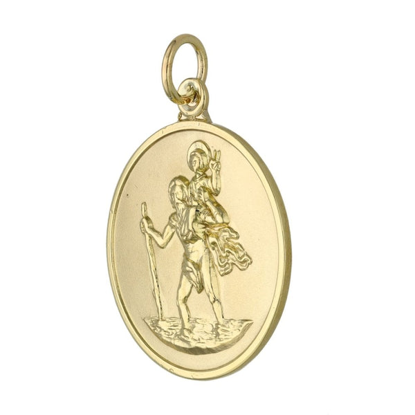 9ct Yellow Gold Round St. Christopher Pendant - 7.3g