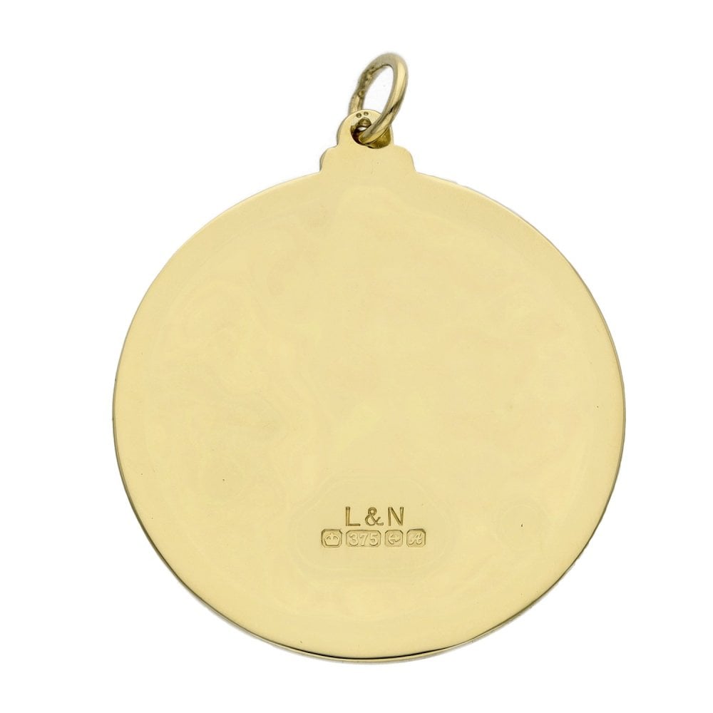 9ct Yellow Gold Large Round St. Christopher Pendant - 10.5g