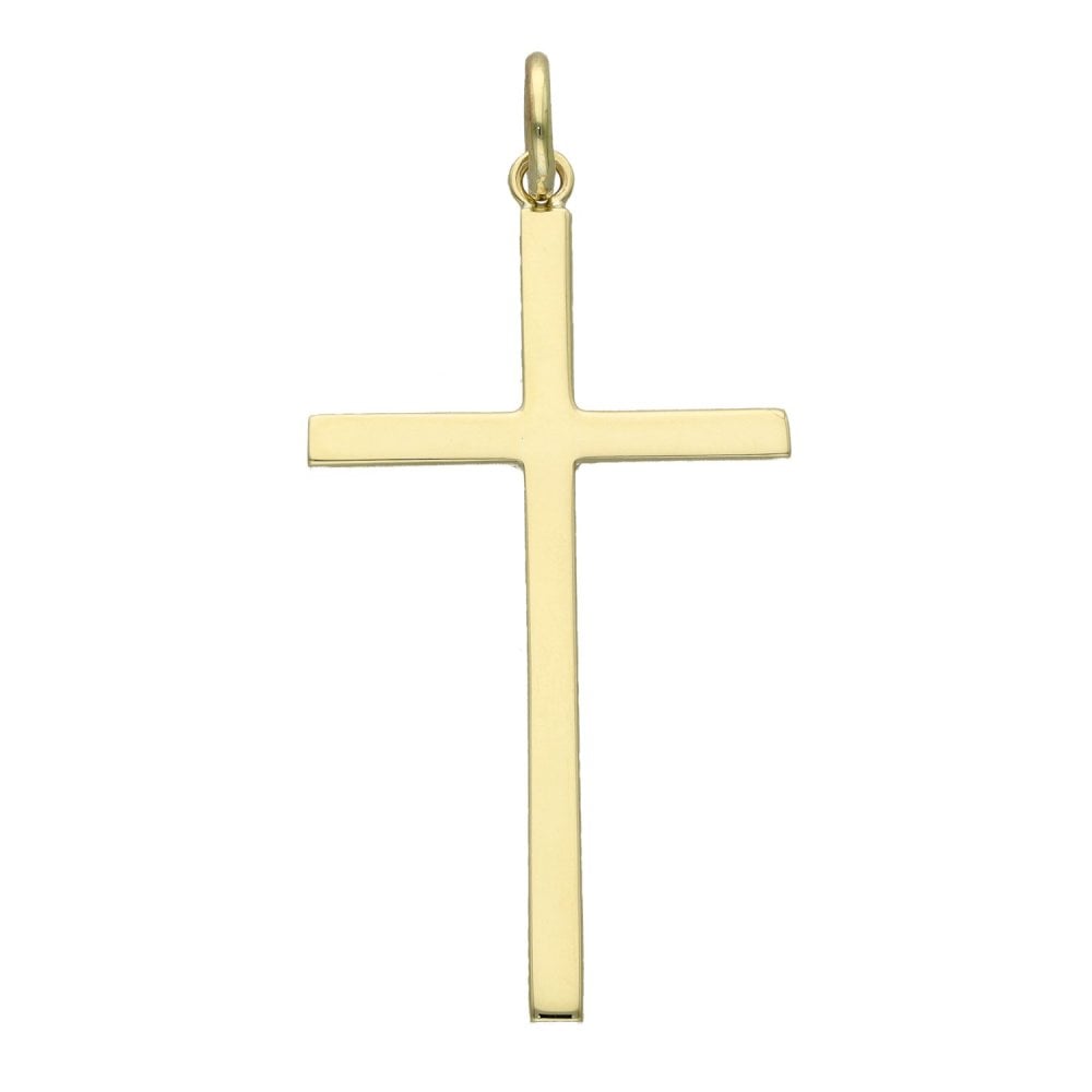 9ct Yellow Gold Pattern Block Cross - 2.2g