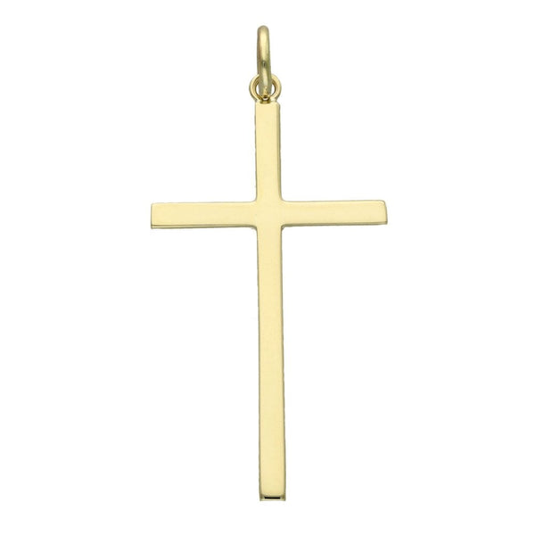 9ct Yellow Gold Pattern Block Cross - 2.2g