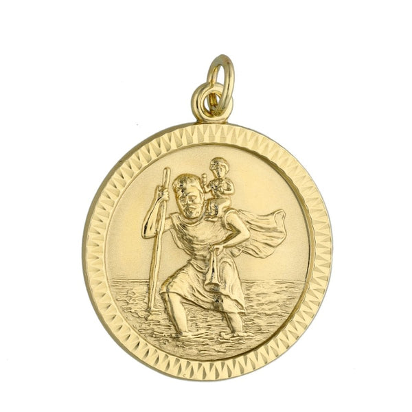 9ct Yellow Gold Round St. Christopher Pendant - 5.8g