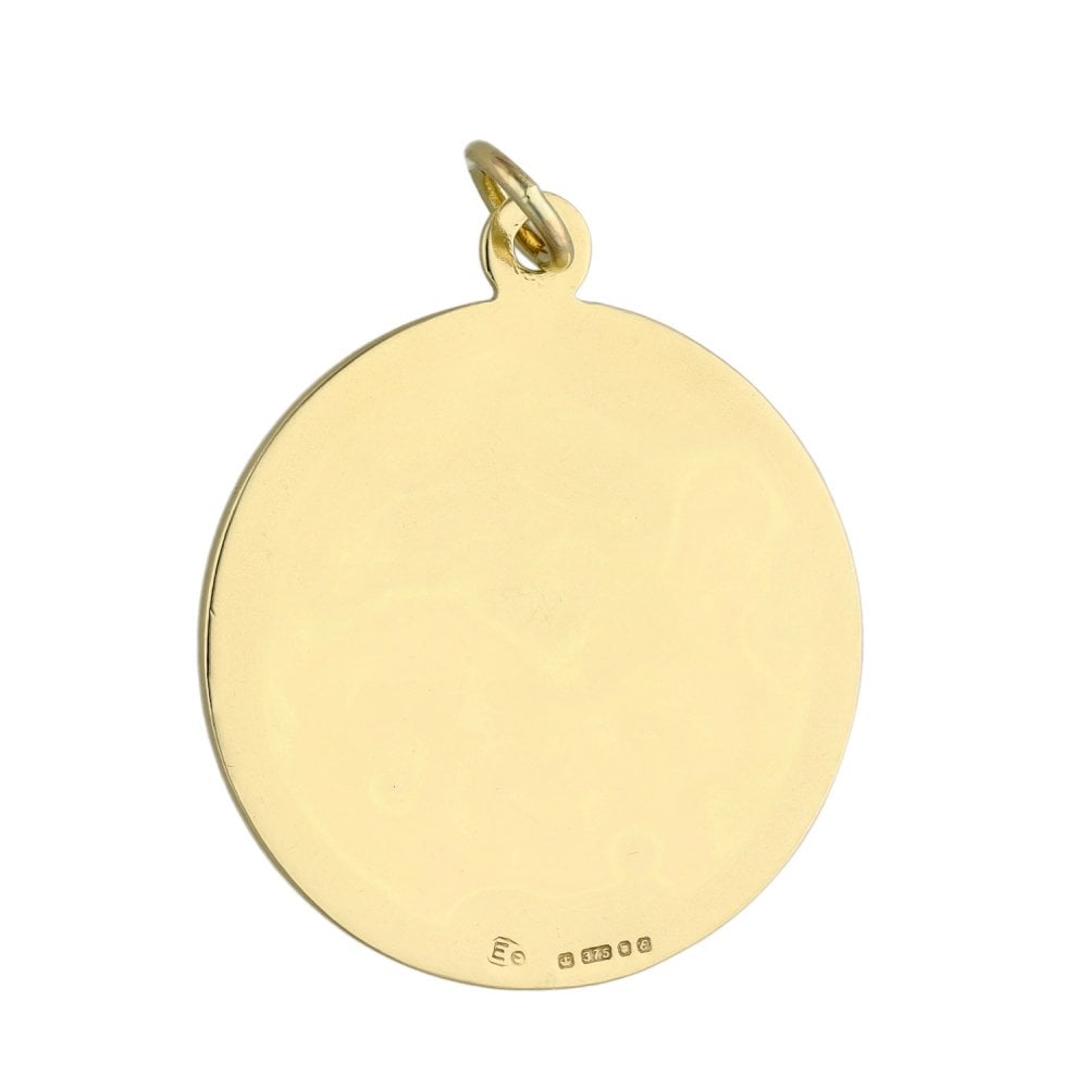 9ct Yellow Gold Round St. Christopher Pendant - 5.8g