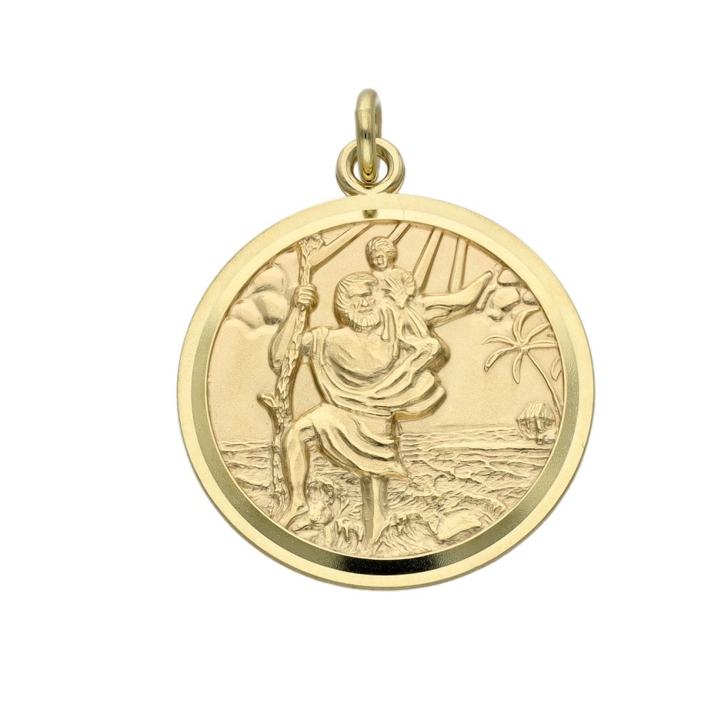 9ct Yellow Gold Round St. Christopher Pendant - 2.0g