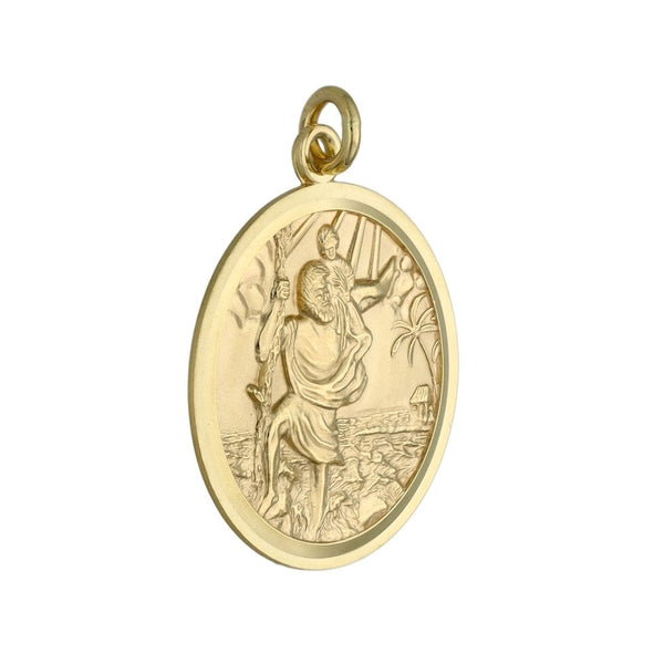9ct Yellow Gold Round St. Christopher Pendant - 2.0g