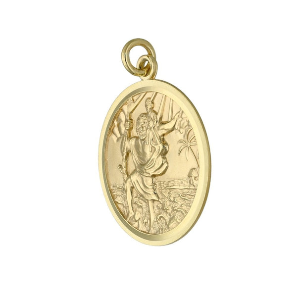 9ct Yellow Gold Round St. Christopher Pendant - 2.0g