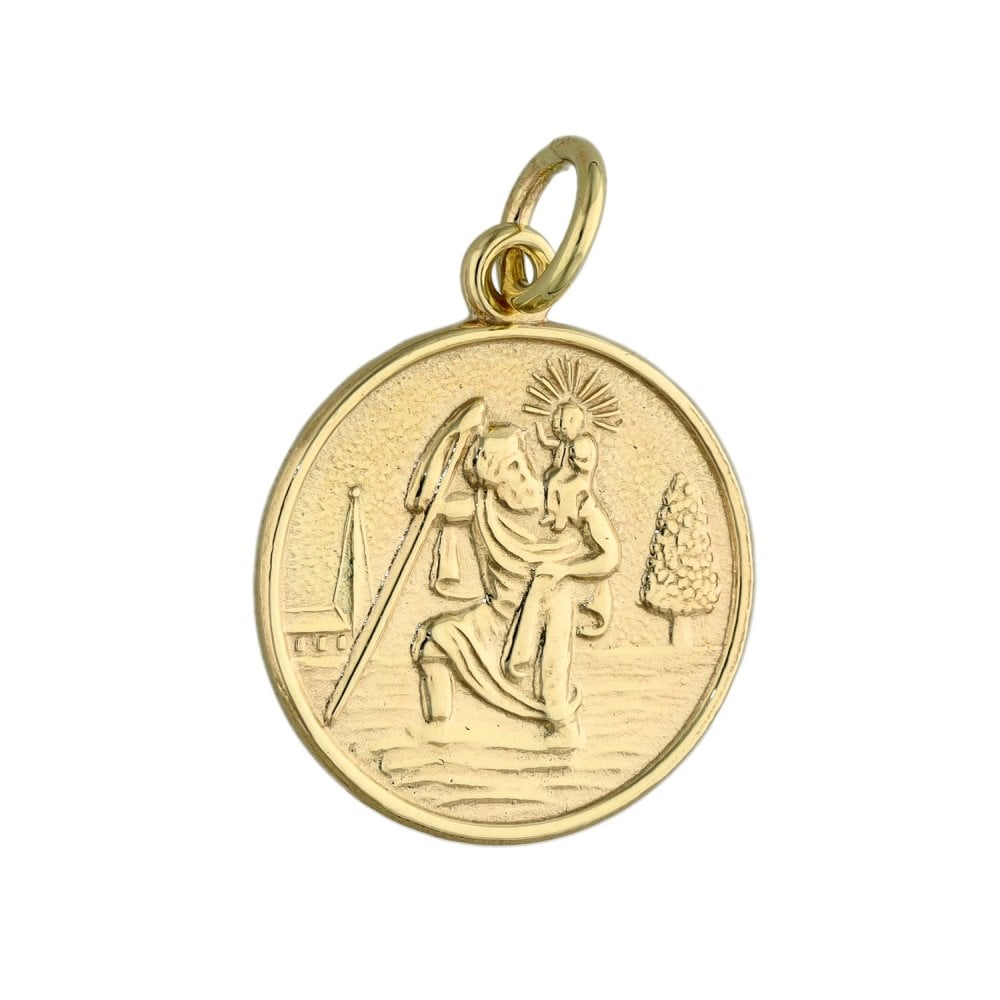 9ct Yellow Gold Round St. Christopher Pendant - 2.4g