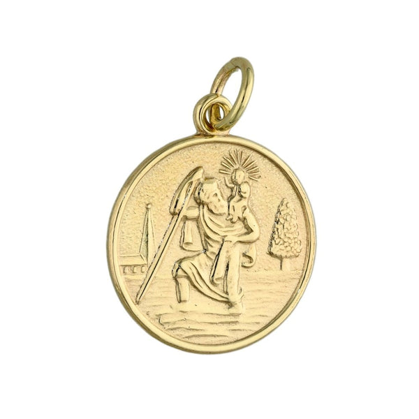 9ct Yellow Gold Round St. Christopher Pendant - 2.4g