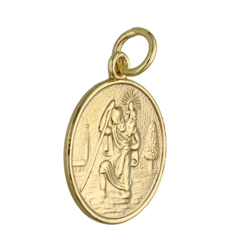9ct Yellow Gold Round St. Christopher Pendant - 2.4g