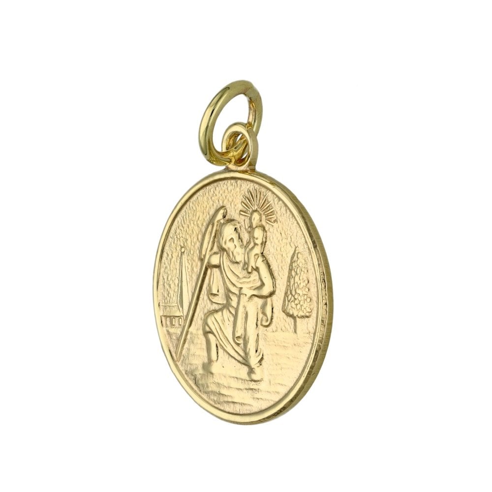 9ct Yellow Gold Round St. Christopher Pendant - 2.4g