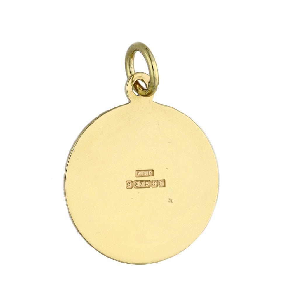 9ct Yellow Gold Round St. Christopher Pendant - 2.4g