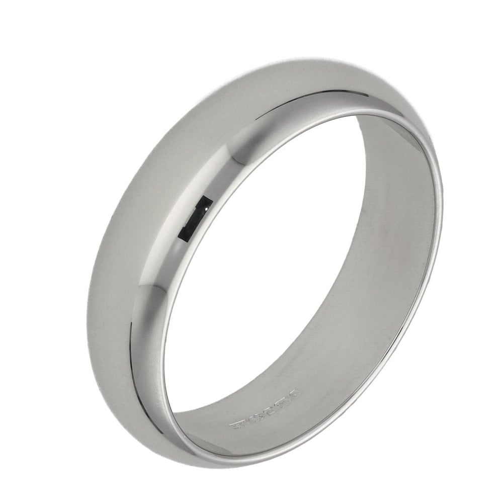 9ct White Gold D-Shape Wedding Ring - Size X