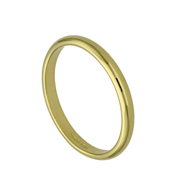 18ct Yellow Gold D-Shape Wedding Ring - Size P - 2mm