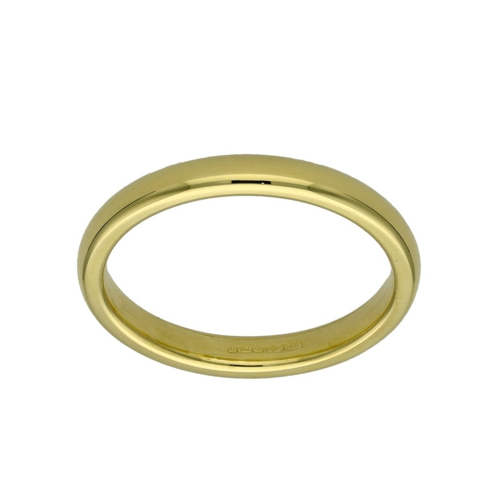 18ct Yellow Gold Court Wedding Ring - Size L - 2.5mm