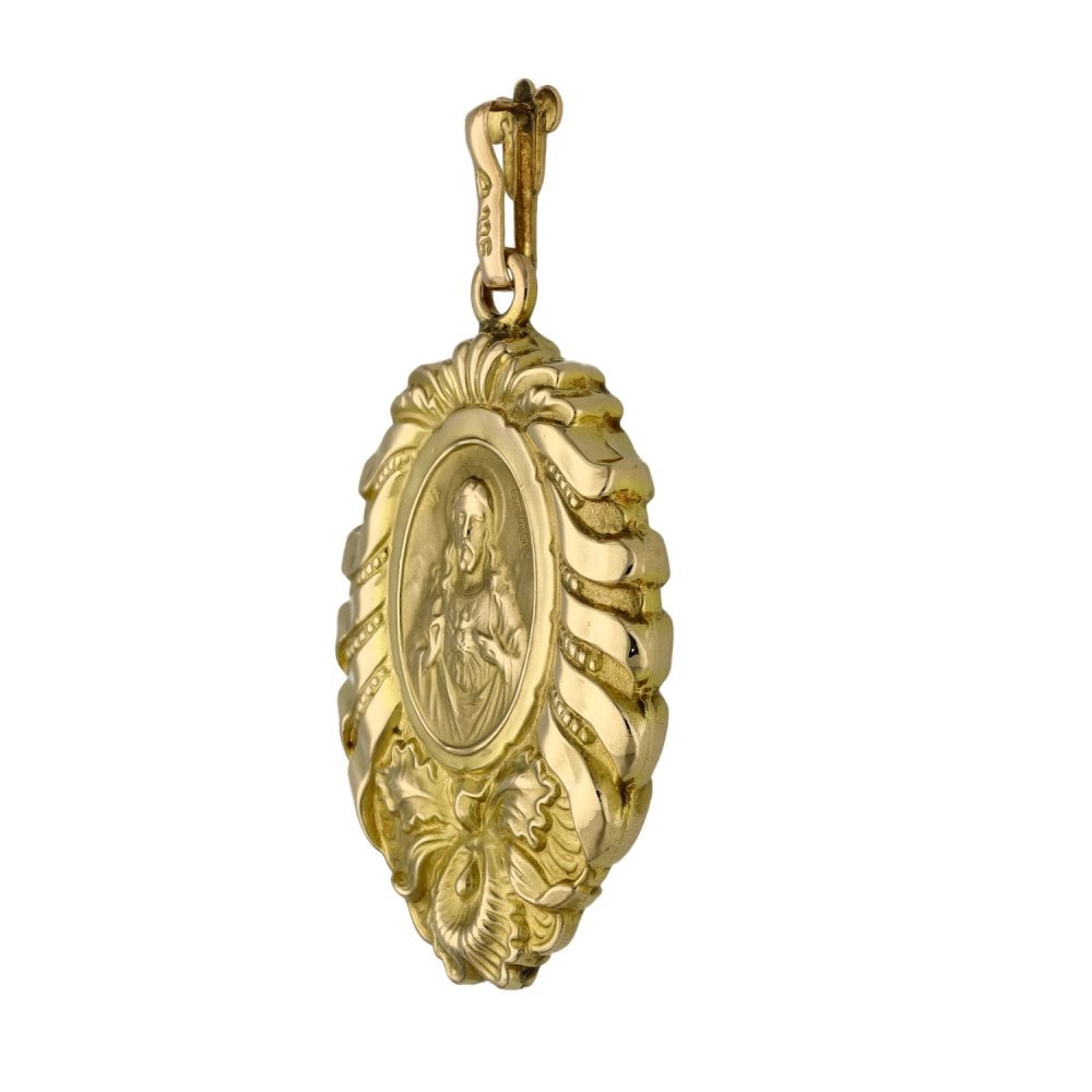 9ct Yellow Gold Sacred Heart Medal - 4.2g