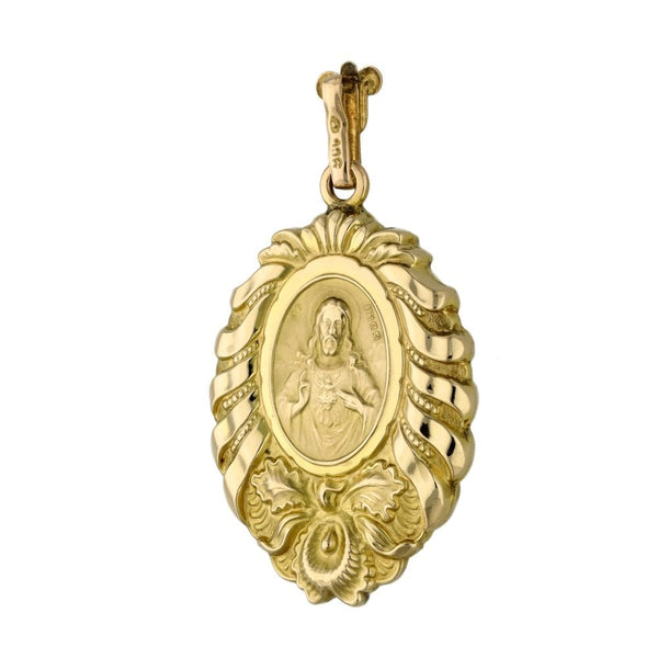 9ct Yellow Gold Sacred Heart Medal - 4.2g