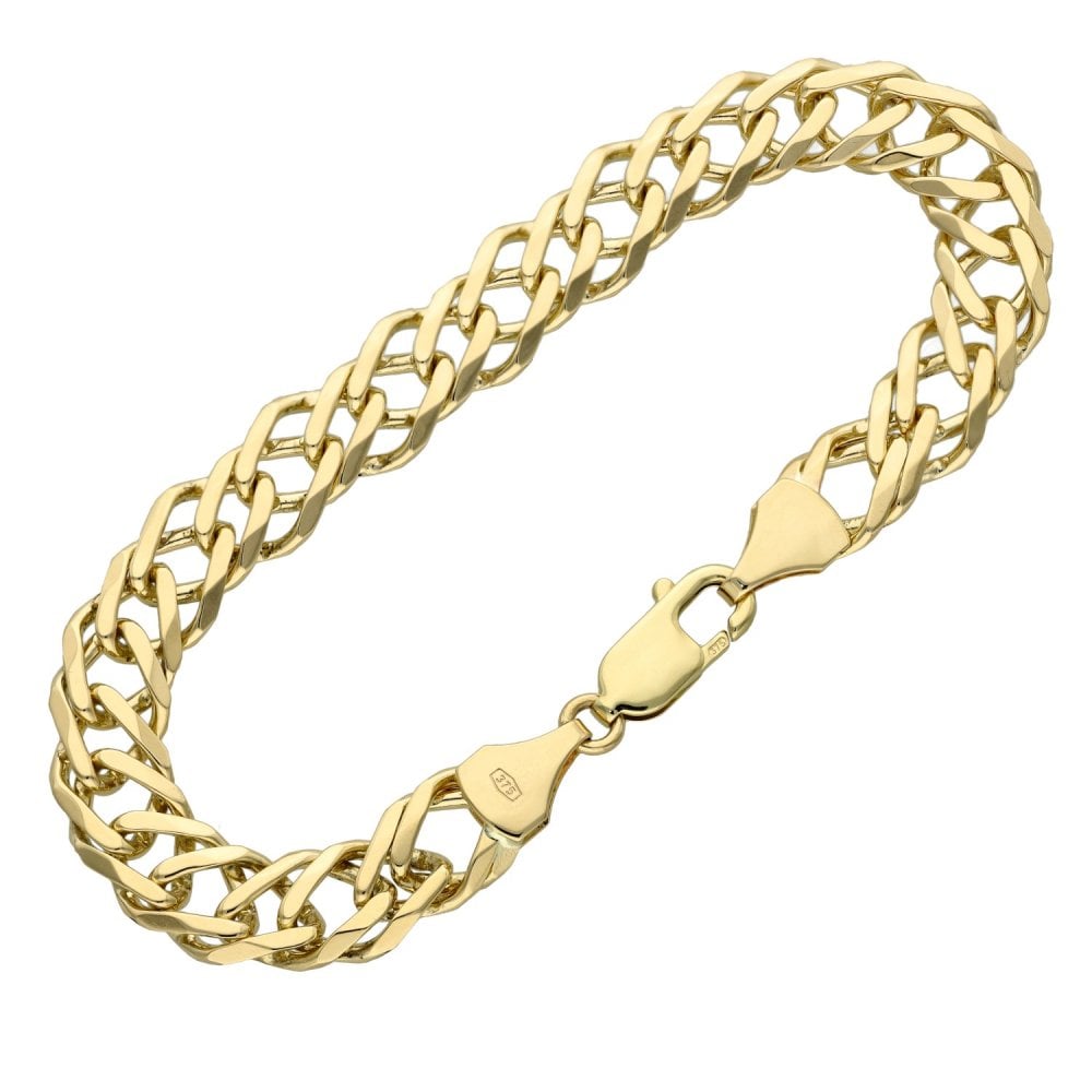 9ct Yellow Gold Double Curb Bracelet - 20.g