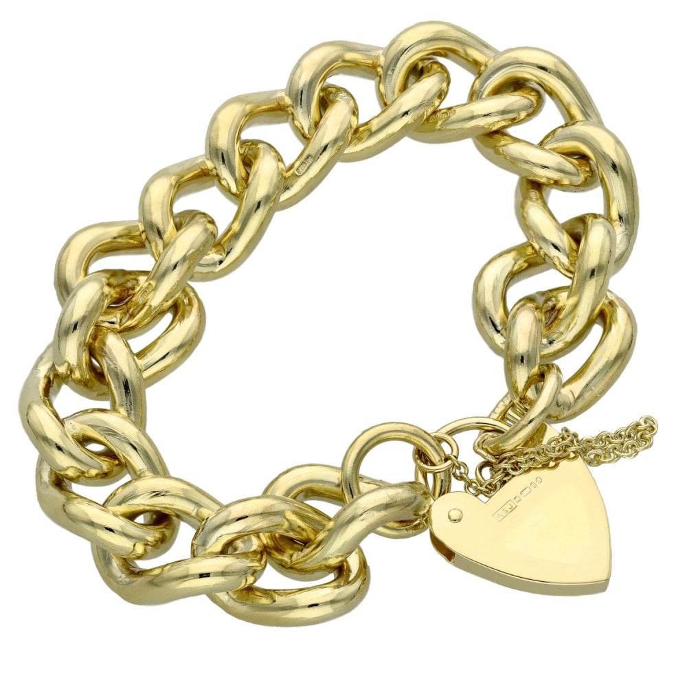 9ct Yellow Gold Heavy Curb Bracelet  - 7" - 96.3g
