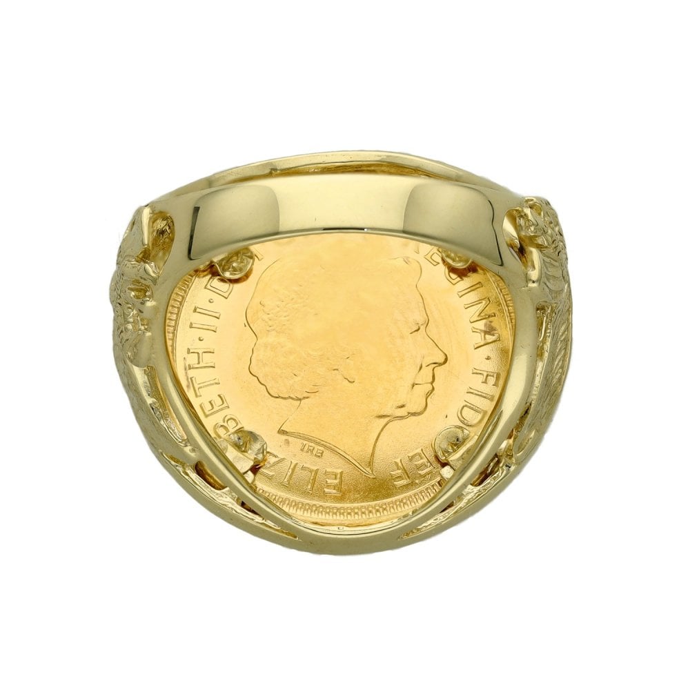 2003 Yellow Gold Half Sovereign Coin Ring - 8.5g - Size M