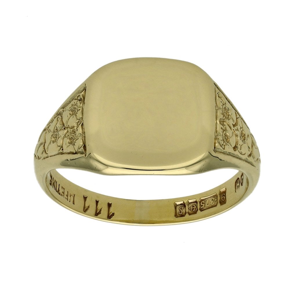9ct Yellow Gold Square Signet Ring - Size T - 5.6g