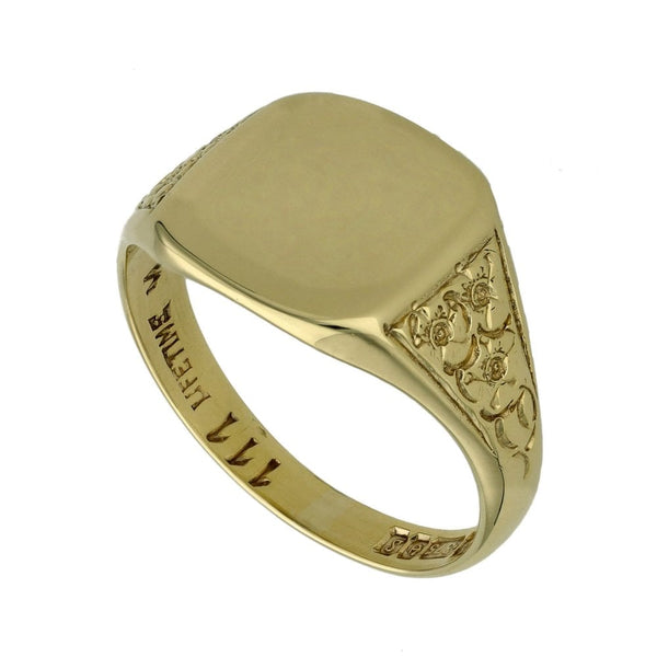 9ct Yellow Gold Square Signet Ring - Size T - 5.6g